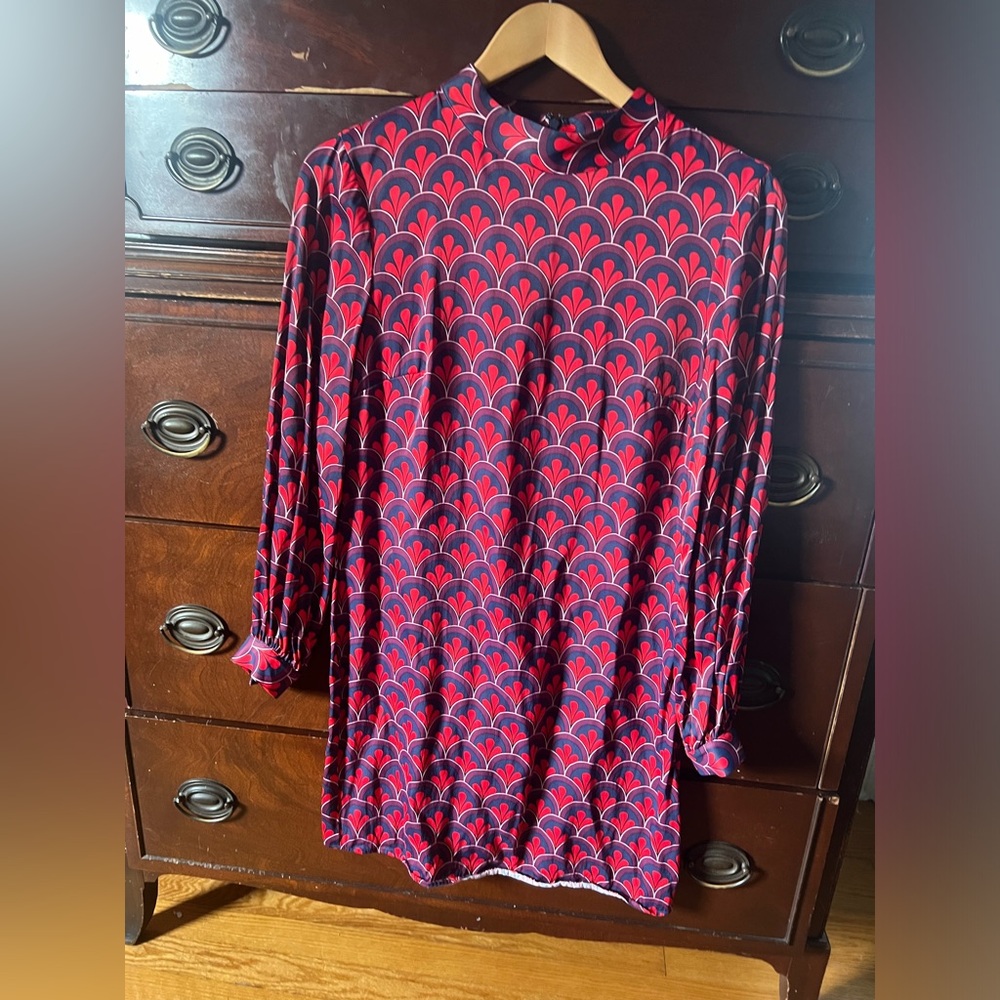 Boden long-sleeve dress. 60s style. Pattern.